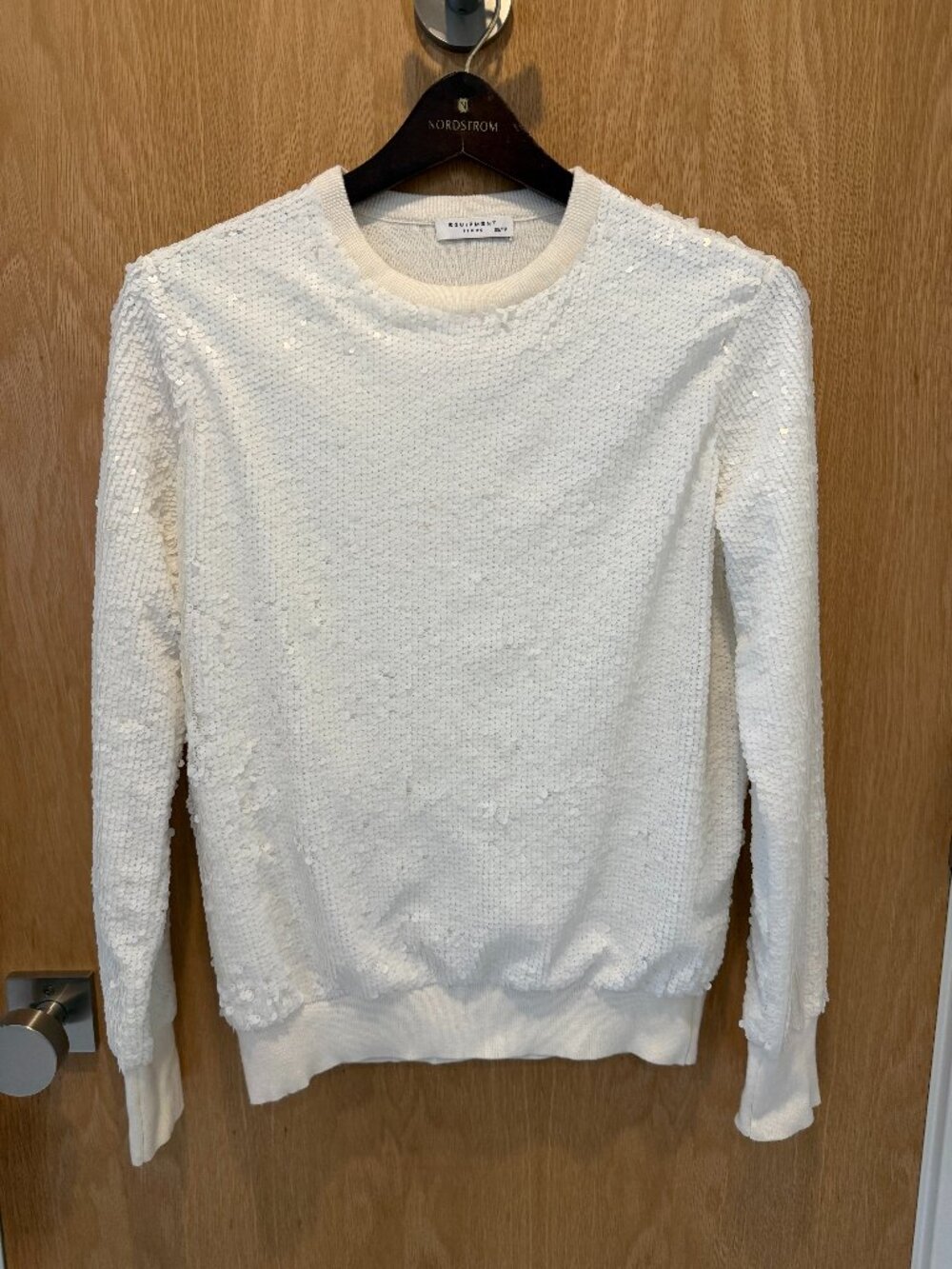 Equipment Sequined Sweater Size XS Winter White
